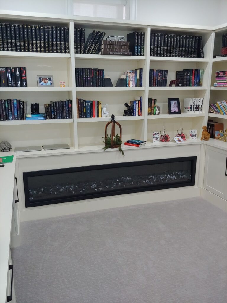 Custom Home Office with Fireplace in Toronto, ON